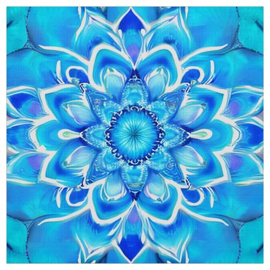 Sky Blue und Cobalt Batik Mandala Muster Stoff (Muster)