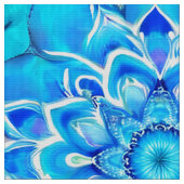 Sky Blue und Cobalt Batik Mandala Muster Stoff (Nahaufnahme)