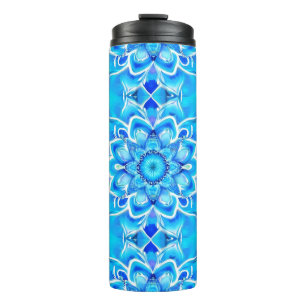 Sky Blue und Cobalt Batik Mandala Muster Thermosbecher