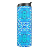 Sky Blue und Cobalt Batik Mandala Muster Thermosbecher (Nach links gedreht)