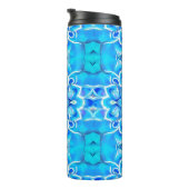 Sky Blue und Cobalt Batik Mandala Muster Thermosbecher (Nach rechts gedreht)