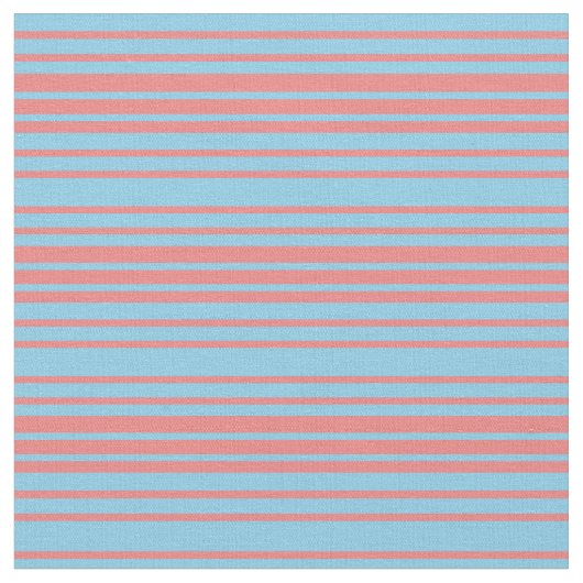 Sky Blue und Light Coral farbige Linien Stoff (Nahaufnahme)