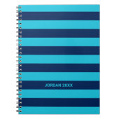 Sky Blue und Navy Streifen mit Namen Notizblock (Vorderseite)