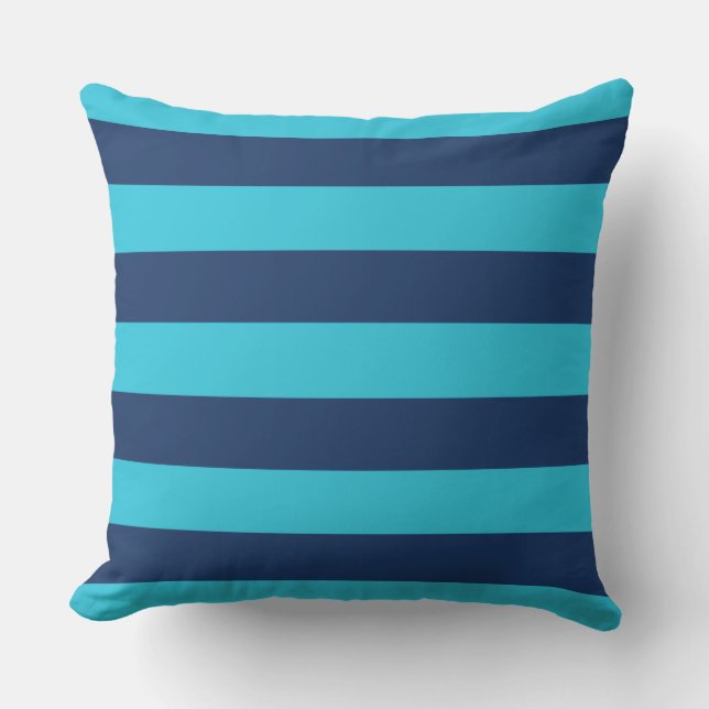 Sky Blue und Navy Stripes Kissen (Vorderseite)