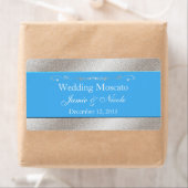 Sky Blue und Silver Wedding Mini Wine Labels (Insitu)