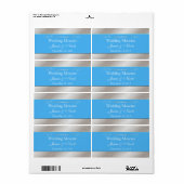 Sky Blue und Silver Wedding Mini Wine Labels (Vorne)