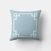 Sky Blue und White Griechisch Key Kissen (Rückseite)