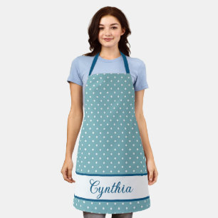 Sky Blue und White Polka Dot Personalisiert Schürze