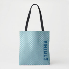 Sky Blue und White Polka Dot Personalisiert Tasche