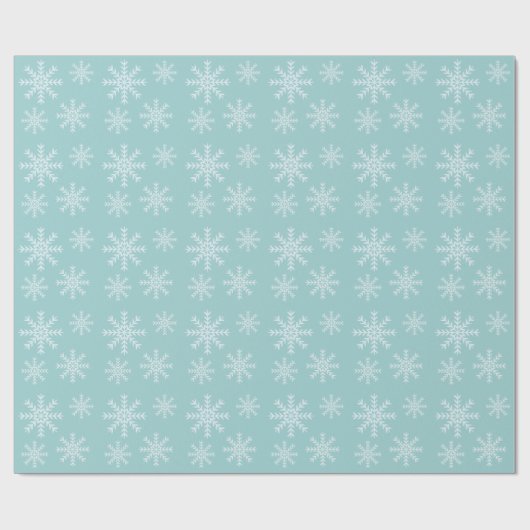 Sky Blue und White Snowflakes Geschenkpapier (Flach)