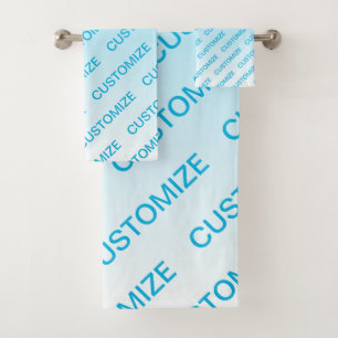 Sky Blue (veränderbare Farbe!) Ombre & Text Muster Badhandtuch Set
