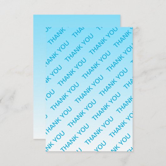 Sky Blue (veränderbare Farbe!) Ombre & Text Muster Dankeskarte (Vorne/Hinten)