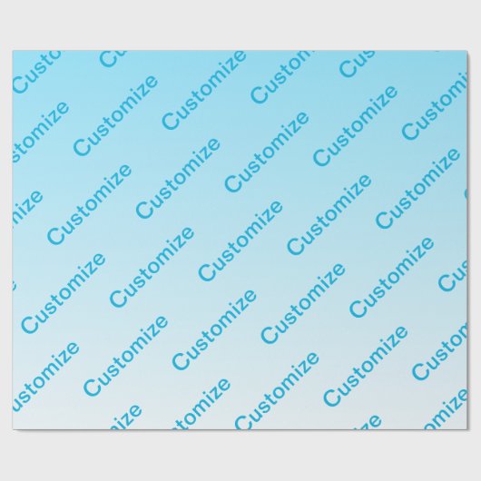 Sky Blue (veränderbare Farbe!) Ombre & Text Muster Geschenkpapier (Flach)