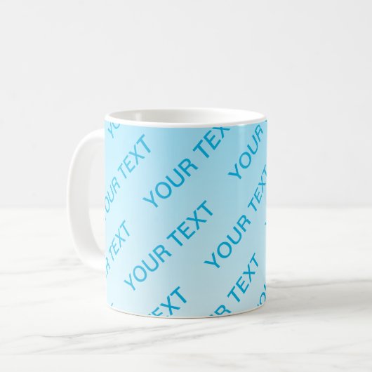 Sky Blue (veränderbare Farbe!) Ombre & Text Muster Kaffeetasse (Vorderseite Links)