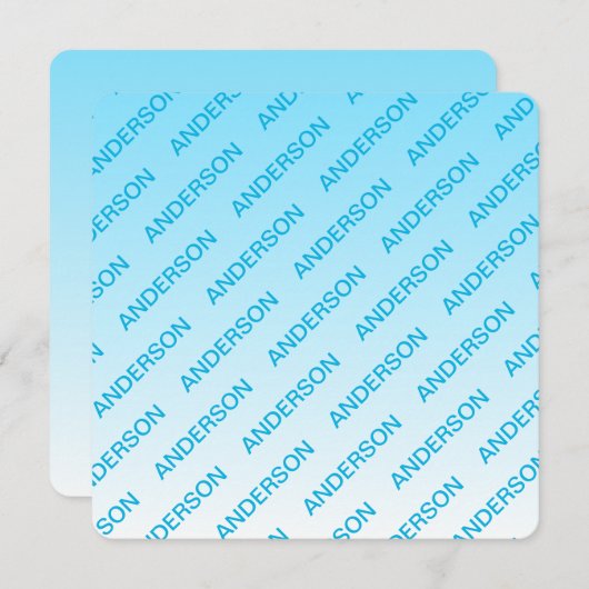 Sky Blue (veränderbare Farbe!) Ombre & Text Muster Mitteilungskarte (Vorne/Hinten)