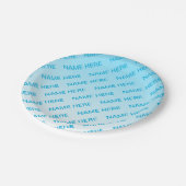 Sky Blue (veränderbare Farbe!) Ombre & Text Muster Pappteller (Schrägansicht)