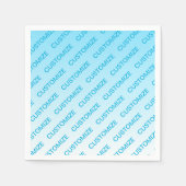 Sky Blue (veränderbare Farbe!) Ombre & Text Muster Serviette (Vorderseite)