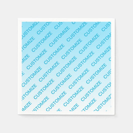 Sky Blue (veränderbare Farbe!) Ombre & Text Muster Serviette (Vorderseite)