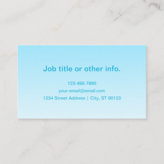Sky Blue (veränderbare Farbe!) Ombre & Text Muster Visitenkarte (Rückseite)