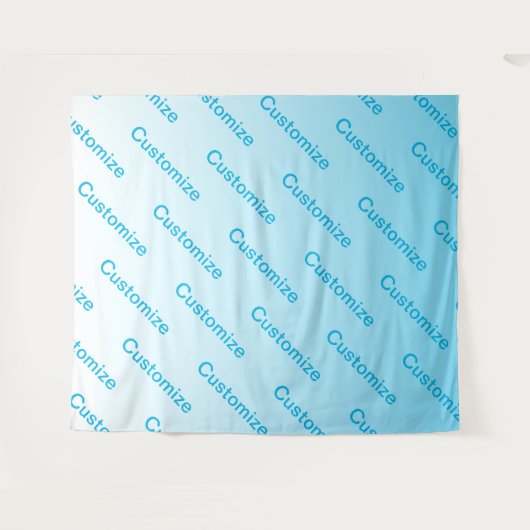 Sky Blue (veränderbare Farbe!) Ombre & Text Muster Wandteppich (Vorderseite (Horizontal))