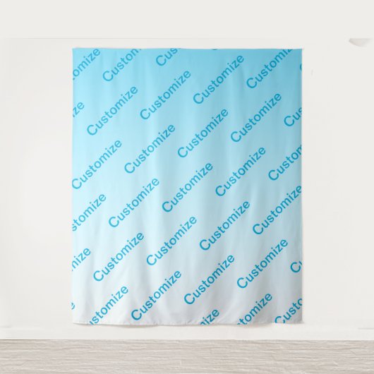 Sky Blue (veränderbare Farbe!) Ombre & Text Muster Wandteppich (Vorderseite)