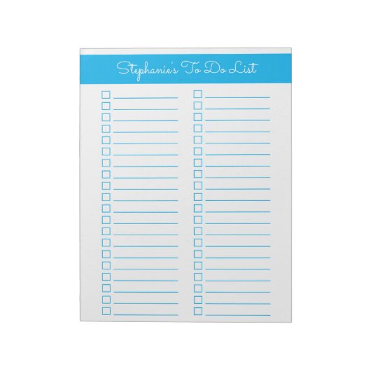 Sky Blue Vertical 8.5x11 Two Column Checklist Notizblock (Rotiert)