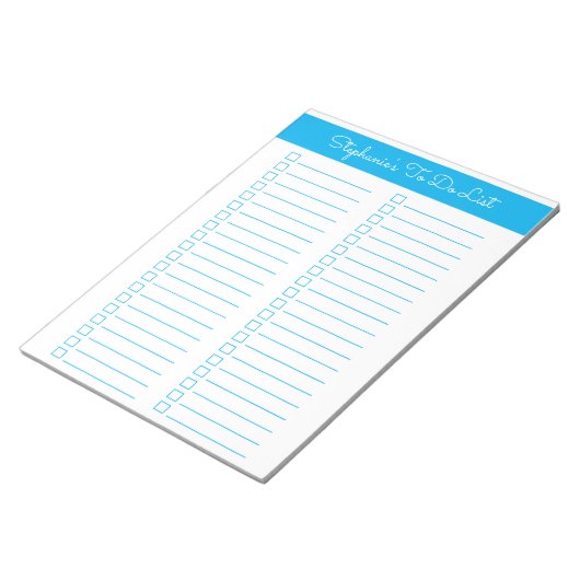 Sky Blue Vertical 8.5x11 Two Column Checklist Notizblock (angewinkelt)