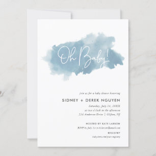 Sky Blue Watercolor Baby Dusche Einladung