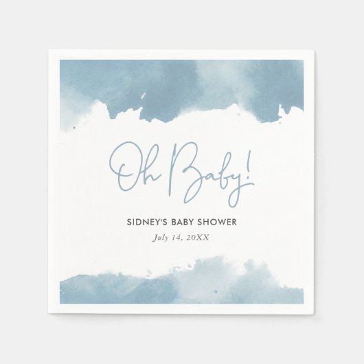 Sky Blue Watercolor Baby Dusche Serviette (Vorderseite)