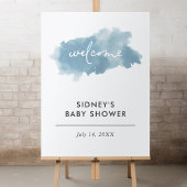 Sky Blue Watercolor Baby Dusche Willkommen Poster