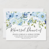 Sky Blue Watercolor Blume Probe Dinner Einladung (Vorderseite)