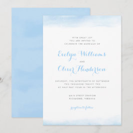 Sky Blue Watercolor Dip Wedding Einladung