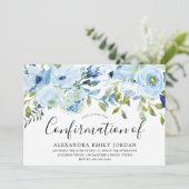 Sky Blue Watercolor Floral Confirmation Einladung (Stehend Vorderseite)