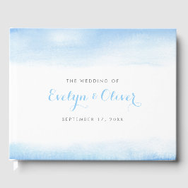 Sky Blue Watercolor Wash Wedding Gästebuch