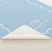 Sky Blue Wavy Border Monogrammed Sherpadecke (3/4)