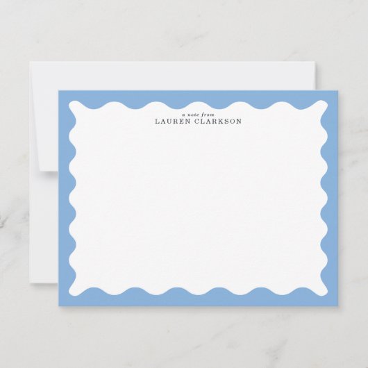 Sky Blue Wavy Frame Note Card Einladung (Vorderseite)
