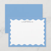 Sky Blue Wavy Frame Note Card Einladung (Vorne/Hinten)