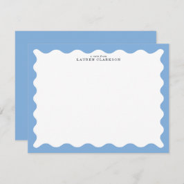 Sky Blue Wavy Frame Note Card Einladung