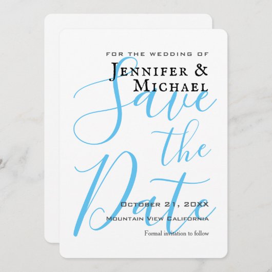 Sky Blue Wedding Beruflich Minimalistisch Save The Date (Vorne/Hinten)