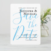 Sky Blue Wedding Beruflich Minimalistisch Save The Date (Stehend Vorderseite)
