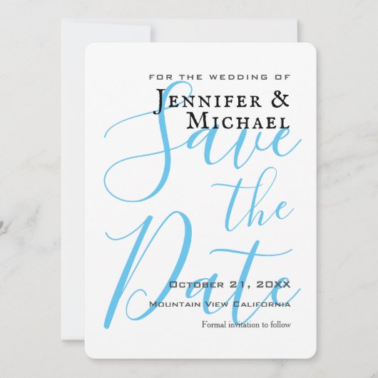 Sky Blue Wedding Beruflich Minimalistisch Save The Date (Vorderseite)