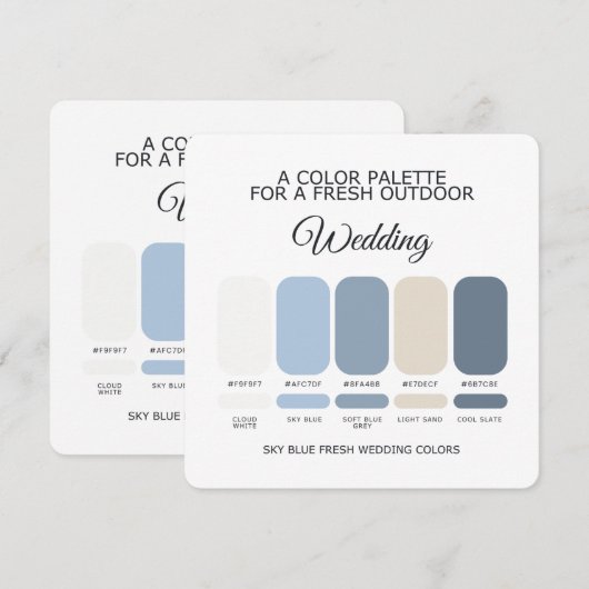 Sky Blue Wedding Color Palette Card Einladung (Vorne/Hinten)