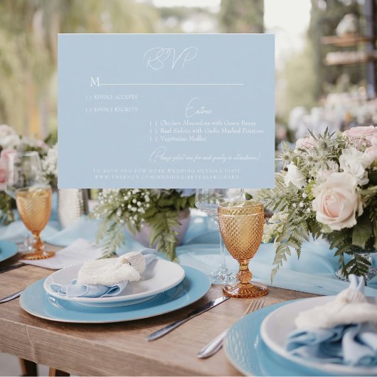 Sky Blue Wedding RSVP Card Karte
