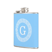 Sky Blue Whelt Griechisch Key Rnd Frame Initial Mo Flachmann (Links)