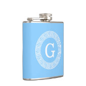 Sky Blue Whelt Griechisch Key Rnd Frame Initial Mo Flachmann (Rechts)