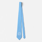 Sky Blue Whelt Griechisch Key Rnd Frame Initial Mo Krawatte (Vorderseite)