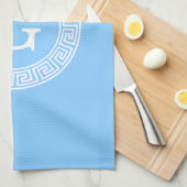 Sky Blue Whelt Griechisch Key Rnd Frame Initial Mo Küchentuch (Viertel Falte)