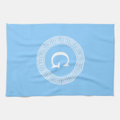 Sky Blue Whelt Griechisch Key Rnd Frame Initial Mo Küchentuch (Horizontal)