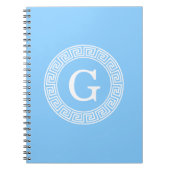 Sky Blue Whelt Griechisch Key Rnd Frame Initial Mo Notizblock (Vorderseite)