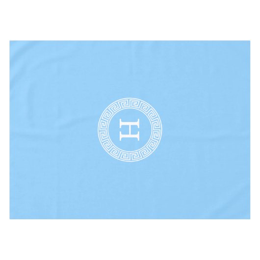 Sky Blue Whelt Griechisch Key Rnd Frame Initial Mo Tischdecke (Vorderseite (Horizontal))